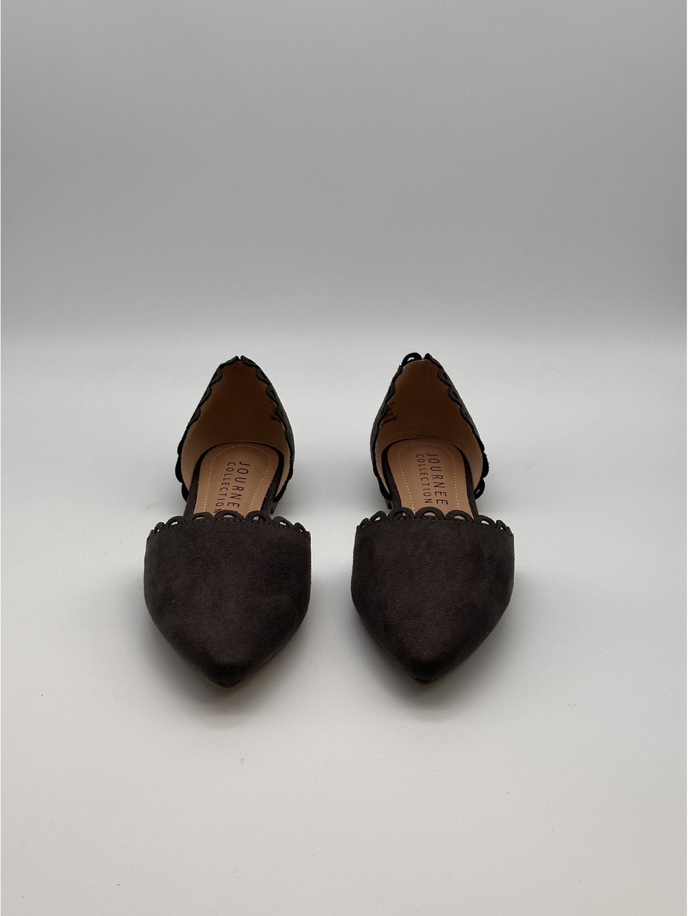Journee Collection Women's Pointed Toe Black Faux Suede Flat